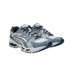 JeevzPlug ASICS Gel-Kayano 14 sneakers in cream mesh with raw indigo overlays and signature GEL cushioning