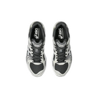 JeevzPlug ASICS Gel-Kayano 14 sneakers in obsidian black and cement grey with layered mesh and synthetic panels.