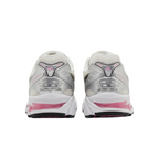 JeevzPlug ASICS Gel-Kayano 14 Sweet Pink sneakers showing the rear view with metallic silver and pink accents.