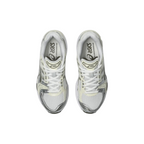 JeevzPlug ASICS Gel-Kayano 14 sneakers in white and ivory with metallic silver accents and mesh detailing