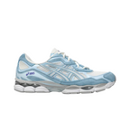 JeevzPlug ASICS Gel-NYC sneaker in cream and arctic sky blue with mesh and suede overlays and purple branding