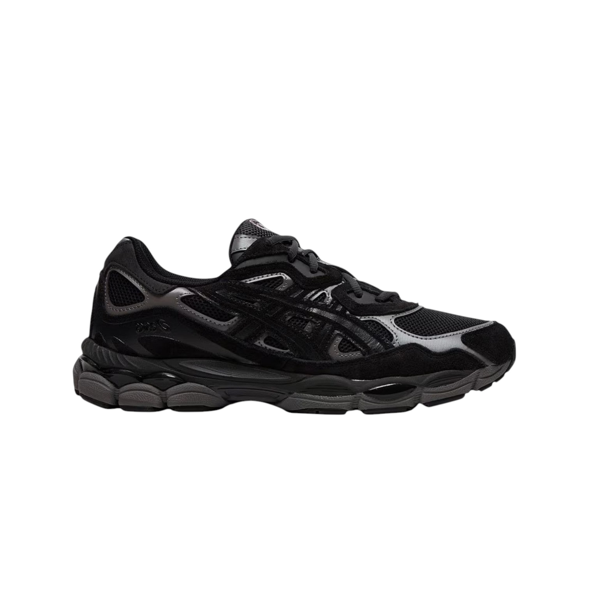 JeevzPlug ASICS Gel-NYC sneaker in graphite grey and black with mesh upper and GEL cushioning for everyday comfort
