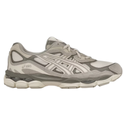 JeevzPlug Asics Gel NYC sneaker in Oyster Grey featuring mesh and suede panels with signature side stripes