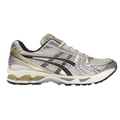 JeevzPlug Asics Kayano 14 sneaker in birch and pure silver with metallic mesh and synthetic overlays
