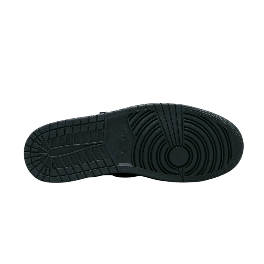 JeevzPlug Nike Air Jordan 1 x Travis Scott Low OG SP Black Phantom sneaker showing the black rubber outsole tread