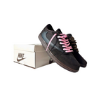 JeevzPlug Nike Air Jordan 1 x Travis Scott Low in velvet brown and mocha with a reverse swoosh and pink laces.