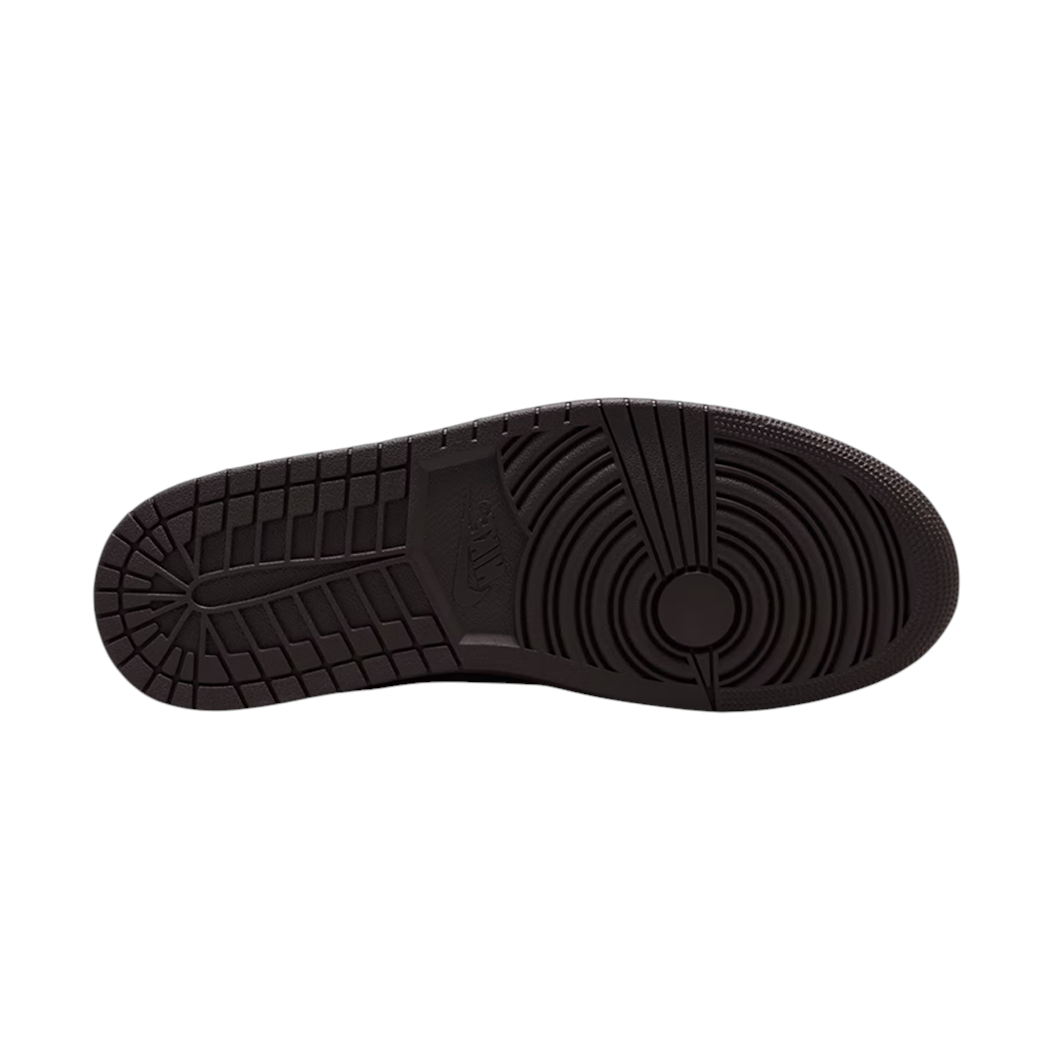 JeevzPlug Nike Air Jordan 1 x Travis Scott Low OG SP Velvet Brown sneaker outsole in dark mocha brown rubber