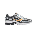JeevzPlug Saucony Progrid Omni 9 Speed Shade sneaker in white, black, and orange mesh with synthetic overlays.