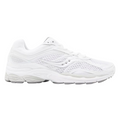 JeevzPlug Saucony Progrid Omni 9 running shoe in white and silver with mesh upper and cushioned sole