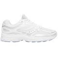 JeevzPlug Saucony Progrid Omni 9 running shoe in all white with mesh upper and metallic silver detailing