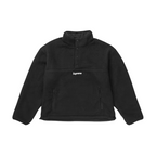 JeevzPlug black Supreme Polartec shearling reversible pullover with a half-zip closure and front pockets.
