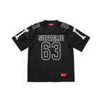 JeevzPlug Supreme Bones football jersey in black mesh with white bone graphics and number 63 on the front