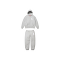 JeevzPlug grey cotton fleece Supreme S logo zip-up hoodie and matching joggers tracksuit set