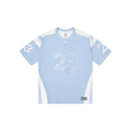 JeevzPlug Supreme x Jordan light blue mesh warm up jersey with white panels and number 23 graphics