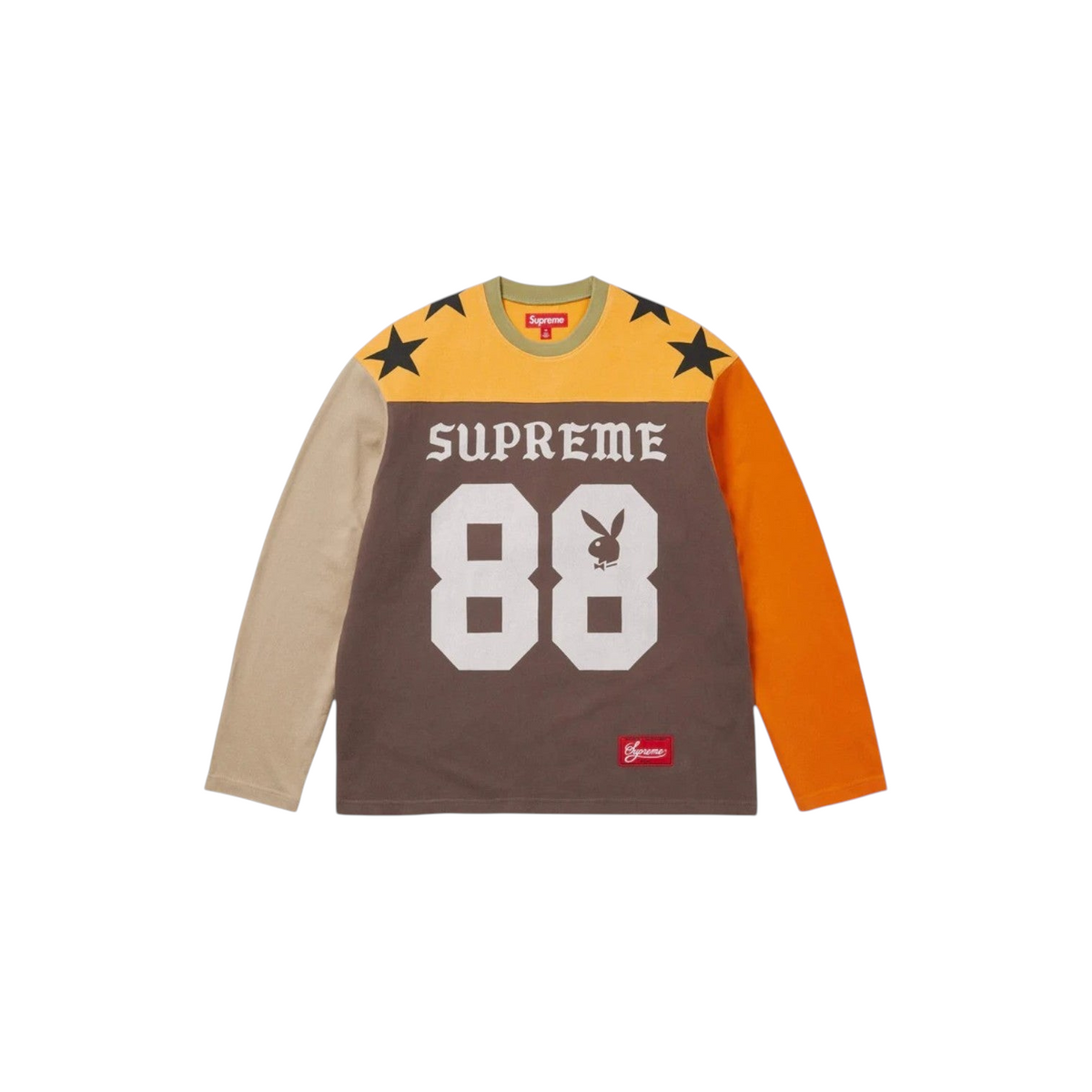 JeevzPlug Supreme x Playboy multicolour long-sleeve football top with graphic print and co-branded logo label