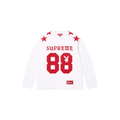 JeevzPlug Supreme x Playboy white long-sleeve football top with red star graphics and number 88 print