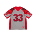 JeevzPlug Supreme Wings football jersey in grey and red poly eyelet mesh with number 33 and wing shoulder details.