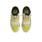 JeevzPlug Travis Scott x Jordan Jumpman Jack TR sneakers in bright cactus green and muslin with a midfoot strap.