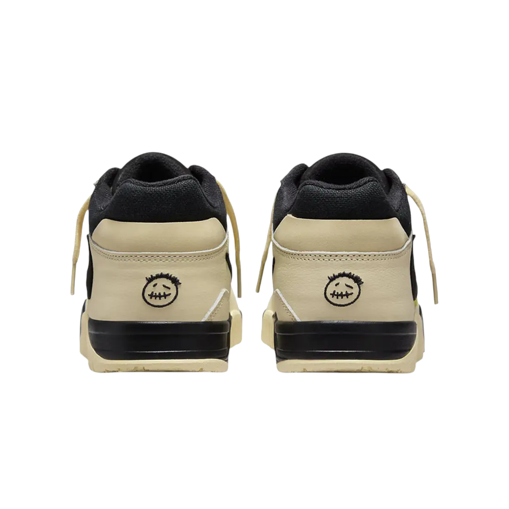JeevzPlug Travis Scott x Jordan Jumpman Jack TR Bright Cactus sneakers showing the embroidered heel logo detail