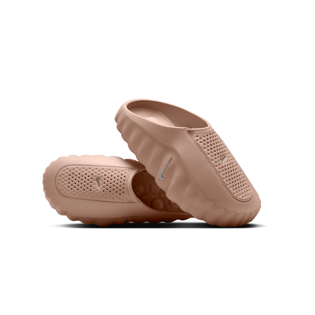 JeevzPlug Nike Mind 001 Slide in Sand Drift hemp colour with perforated molded upper and contoured footbed