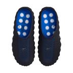 JeevzPlug Nike Mind 001 Slide in Blackened Blue and Game Royal with a molded upper and textured node footbed.
