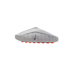 JeevzPlug Nike Mind 001 Slide in Light Smoke Grey with a sculpted one-piece upper and bright orange outsole pods.
