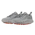 JeevzPlug Nike Mind 002 sneakers in light smoke grey with a perforated upper and vibrant orange textured outsole