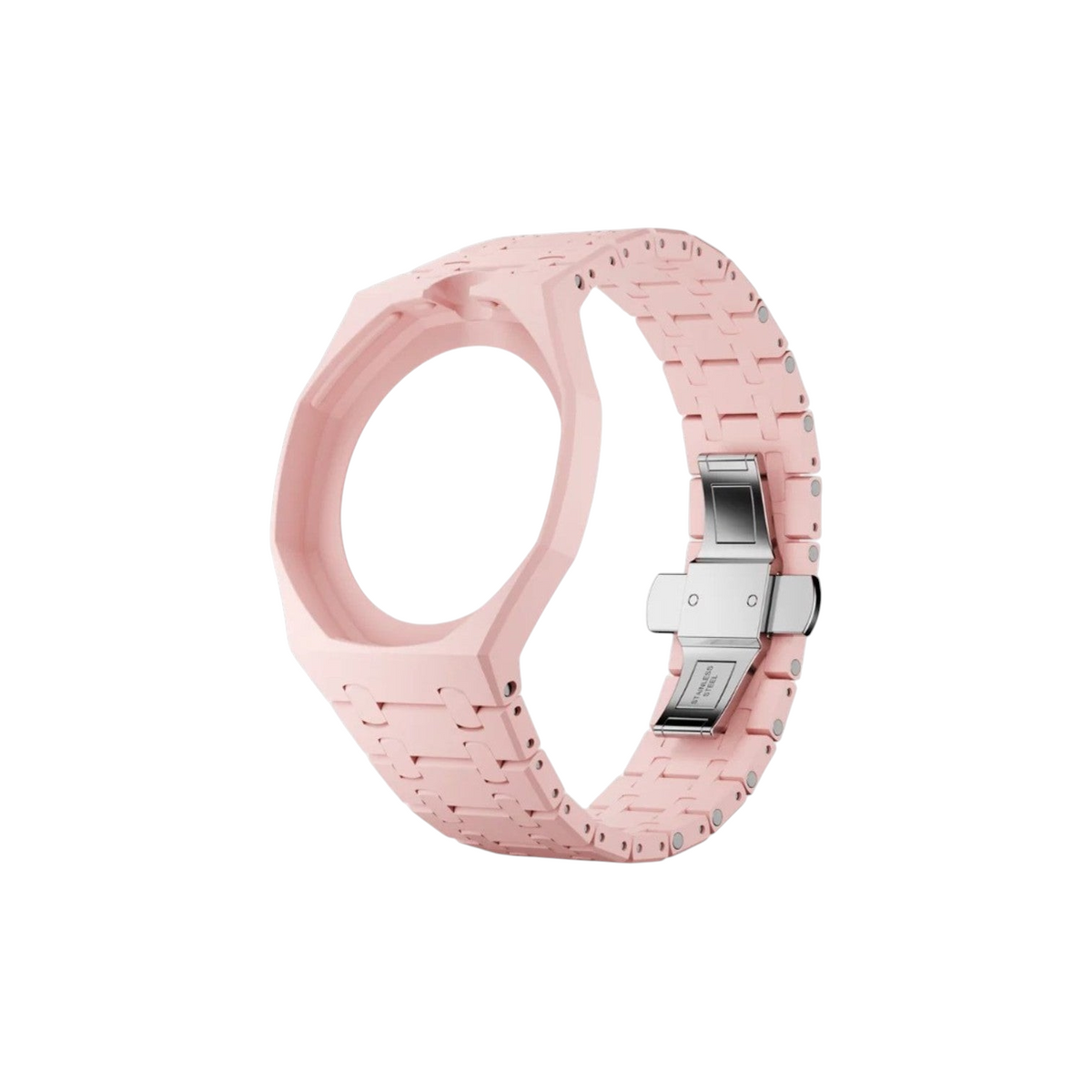 JeevzPlug light pink bioceramic watch strap and case for Swatch x Audemars Piguet Royal Pop Otto Rosso watch