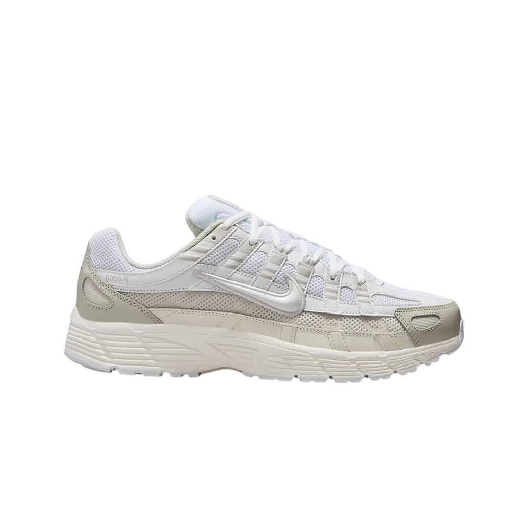 JeevzPlug Nike P-6000 sneaker in white, sail, and vast grey with mesh upper and layered overlays
