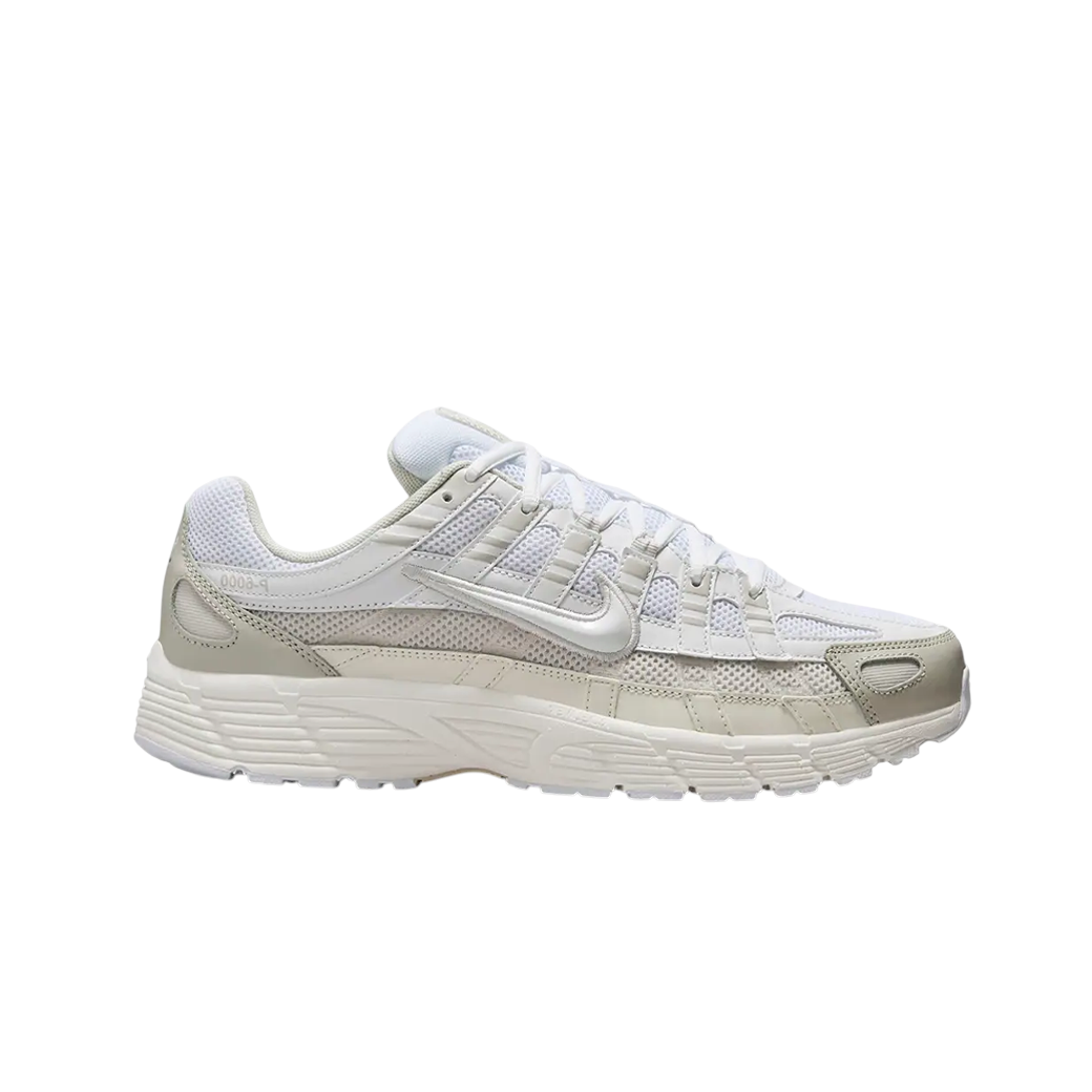 JeevzPlug Nike P-6000 sneaker in white, sail, and vast grey with mesh upper and layered overlays