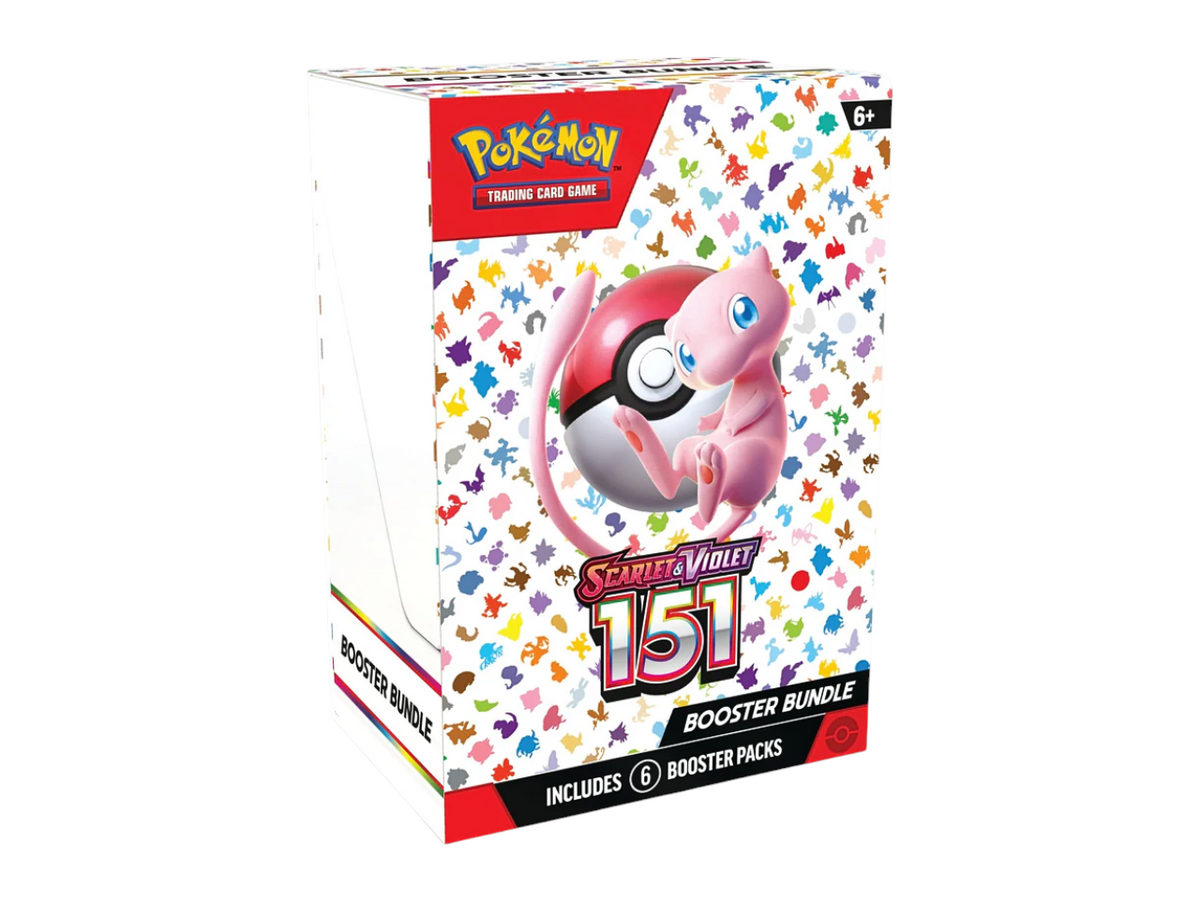 JeevzPlug Pokemon TCG Scarlet and Violet 151 Booster Bundle box featuring Mew and six trading card booster packs
