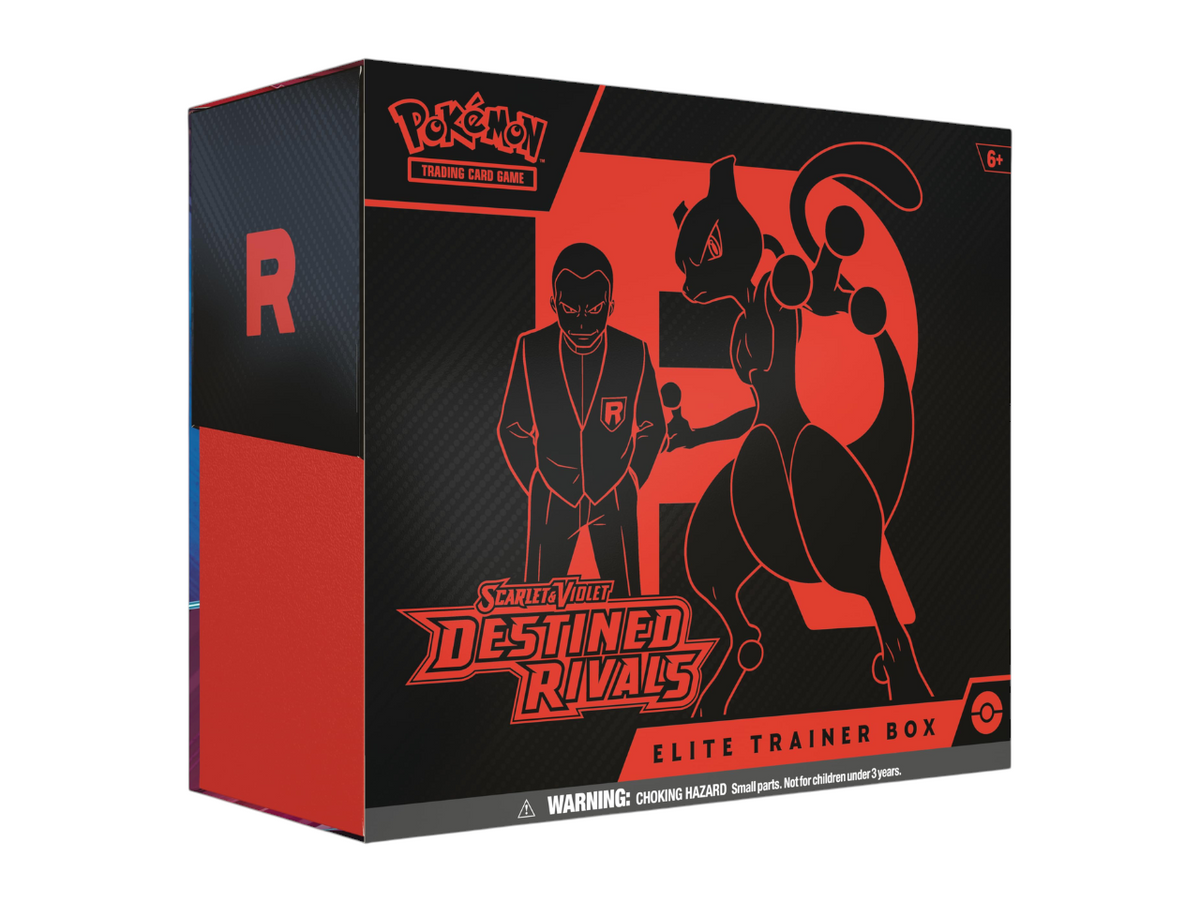 JeevzPlug Pokemon TCG Scarlet & Violet Destined Rivals Elite Trainer Box featuring Mewtwo and Giovanni artwork