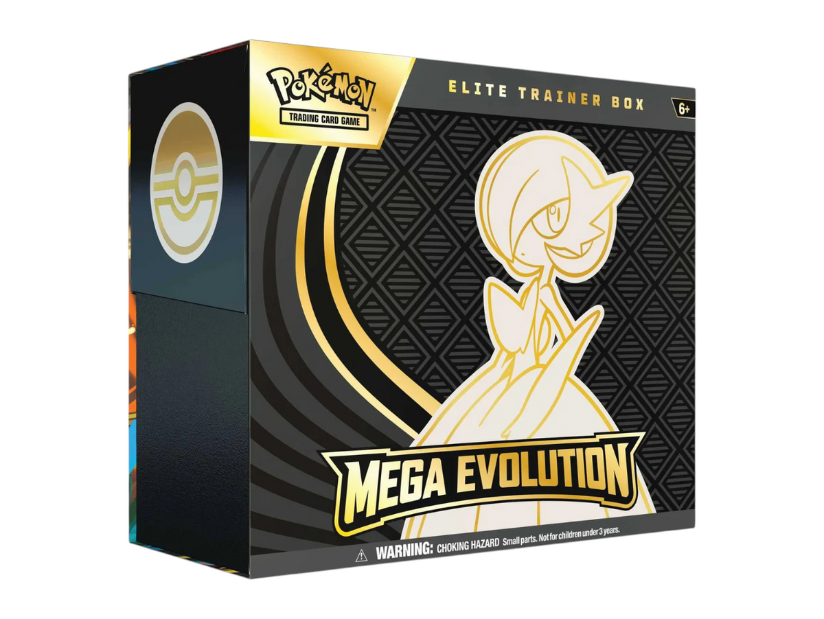 JeevzPlug Pokemon TCG Mega Evolution Gardevoir Elite Trainer Box featuring a gold and black design.