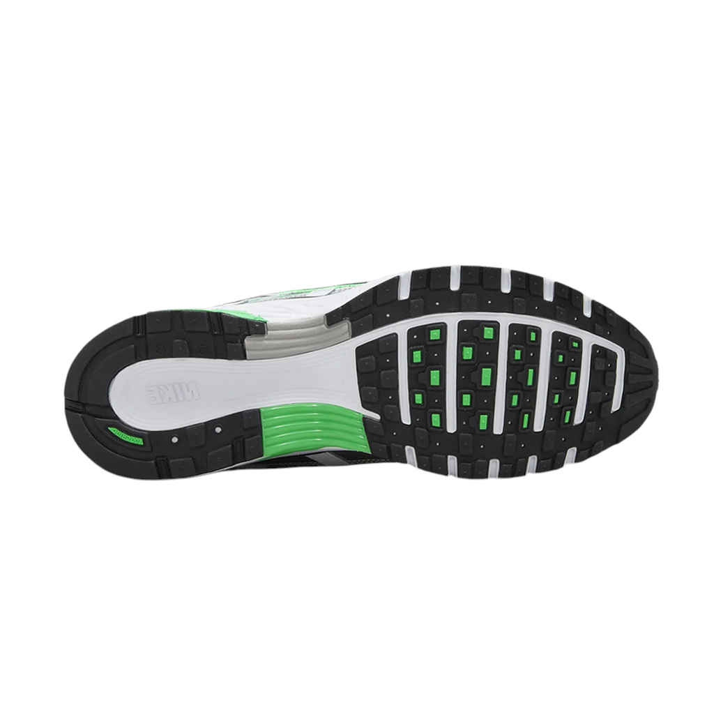 JeevzPlug Nike P-6000 Spring Green sneaker outsole featuring a black rubber tread with white and green accents