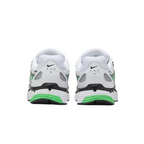 JeevzPlug Nike P-6000 Spring Green sneakers showing the white, metallic silver, and green heel view with black Swoosh.