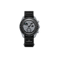 JeevzPlug Swatch x Omega Bioceramic Moonswatch Mission to Earthphase watch with grey dial and black velcro strap
