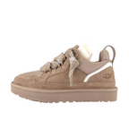 JeevzPlug UGG Lowmel Trainer in mushroom brown suede and mesh with thick laces and cream shearling lining