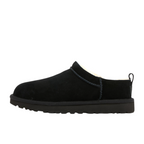 JeevzPlug UGG Micro Boot in black suede with a plush interior lining and a durable rubber sole, side view.