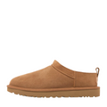 JeevzPlug UGG Micro Boot in chestnut brown suede with a plush cream shearling lining and a durable rubber sole.