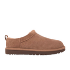 JeevzPlug UGG Micro Boot in Rocky Oak brown suede with a plush interior and durable rubber sole, side view.