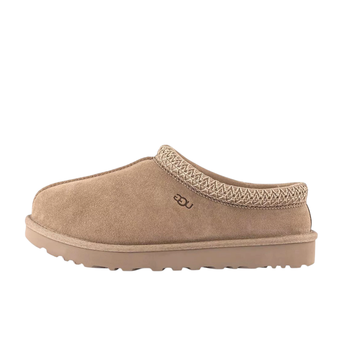 JeevzPlug UGG Tasman II slipper in mushroom brown suede with signature braided collar and side logo