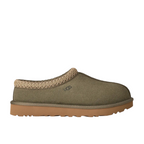 JeevzPlug UGG Tasman Slipper II in moss green suede with signature braided collar and tan rubber platform sole