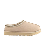 JeevzPlug UGG Tasman Slipper II in cream suede with signature braided collar and embossed logo on side profile