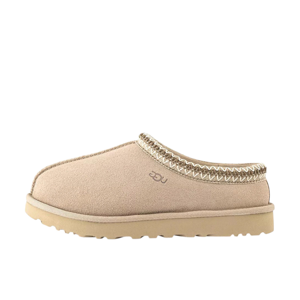 JeevzPlug UGG Tasman Slipper II in Moonlight Dune cream suede with signature embroidered collar and platform sole