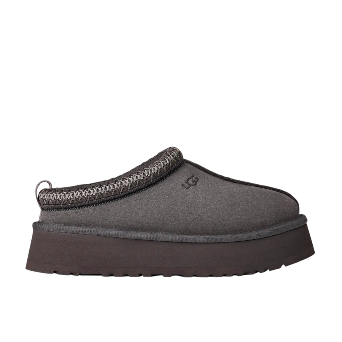 JeevzPlug UGG Tazz Slipper II in obsidian blue with a thick platform sole and signature braided collar detail.