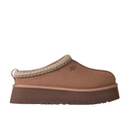 JeevzPlug UGG Tazz Slipper II in Rocky Oak brown suede with a thick platform sole and embroidered collar detail