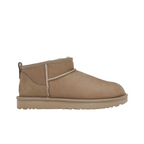 JeevzPlug UGG Ultra Mini boot in sand suede with a low-cut ankle and plush sheepskin lining