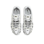 Top view of JeevzPlug Nike P-6000 Sail Wolf Grey sneakers featuring breathable mesh and layered grey and white panels.